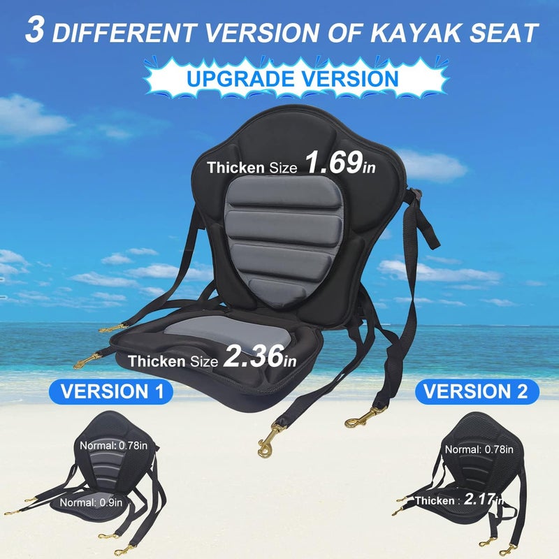 HLOGREE Kayak Seats - 1/2 Pck, Thicken Padded Seat Cushion with Back Support, Canoe & Ocean Sup Compatible - Image 3